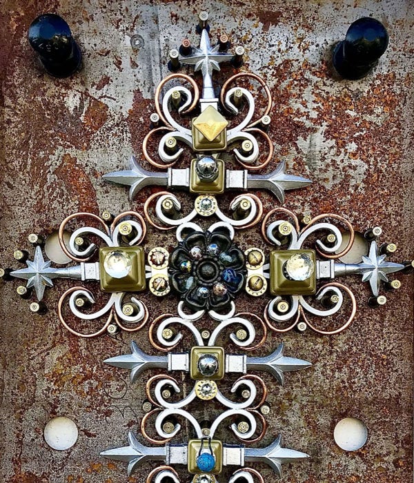 Orginal Steampunk sculpture of an iron cross