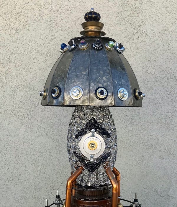 Orginal Steampunk sculpture and functional lamp