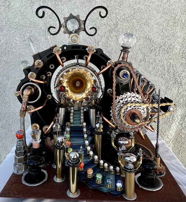 Orginal Steampunk sculpture of a time portal