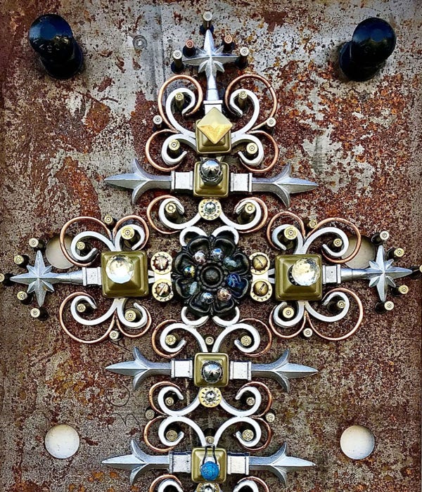 Orginal Steampunk sculpture of an iron cross