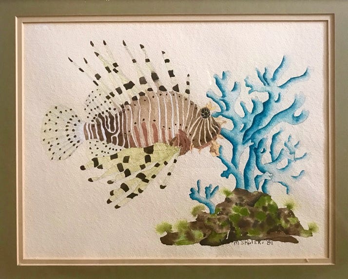 lion fish Watercolor on canvas
