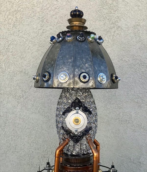 Orginal Steampunk sculpture and functional lamp