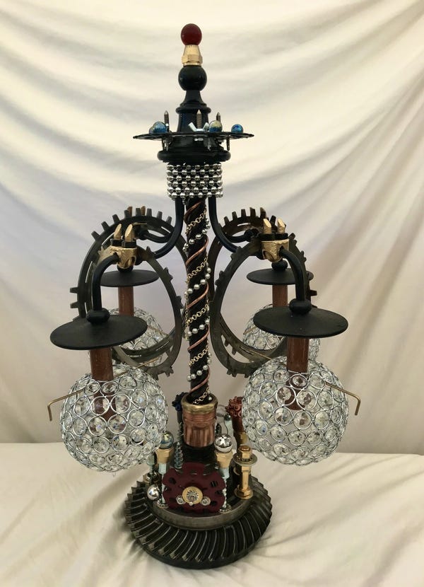 Orginal Steampunk sculpture and functional lamp