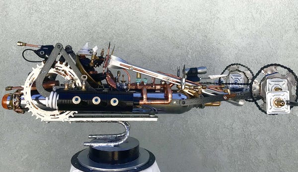 Orginal Steampunk sculpture of a speedercraft