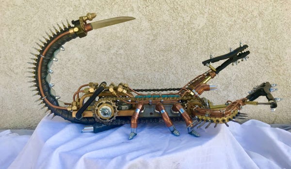 Orginal Steampunk sculpture of a scorpion punk